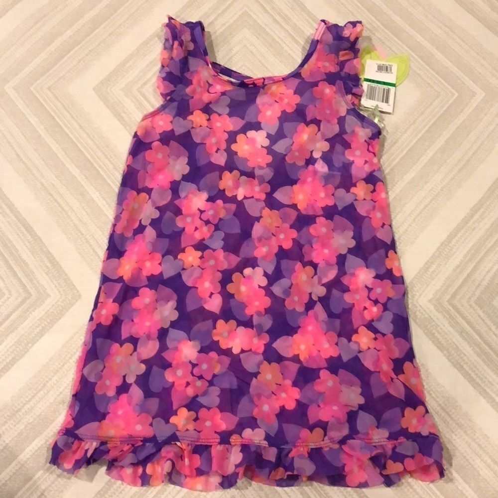 Hula Star Girls Mesh Floral Purple & Pink Cover-up